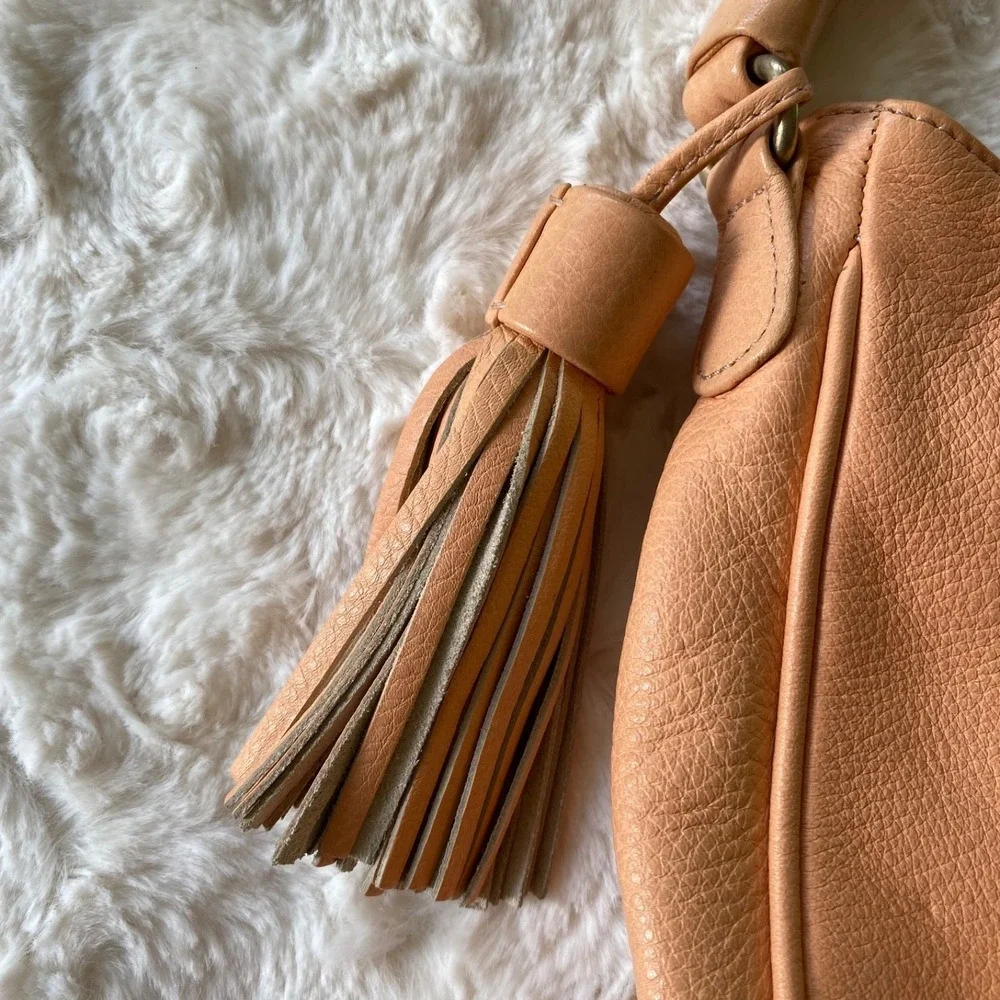 See by Chloe Peach Leather Shoulder Bag Peach Soft Pebbled Tassel Boho Festival